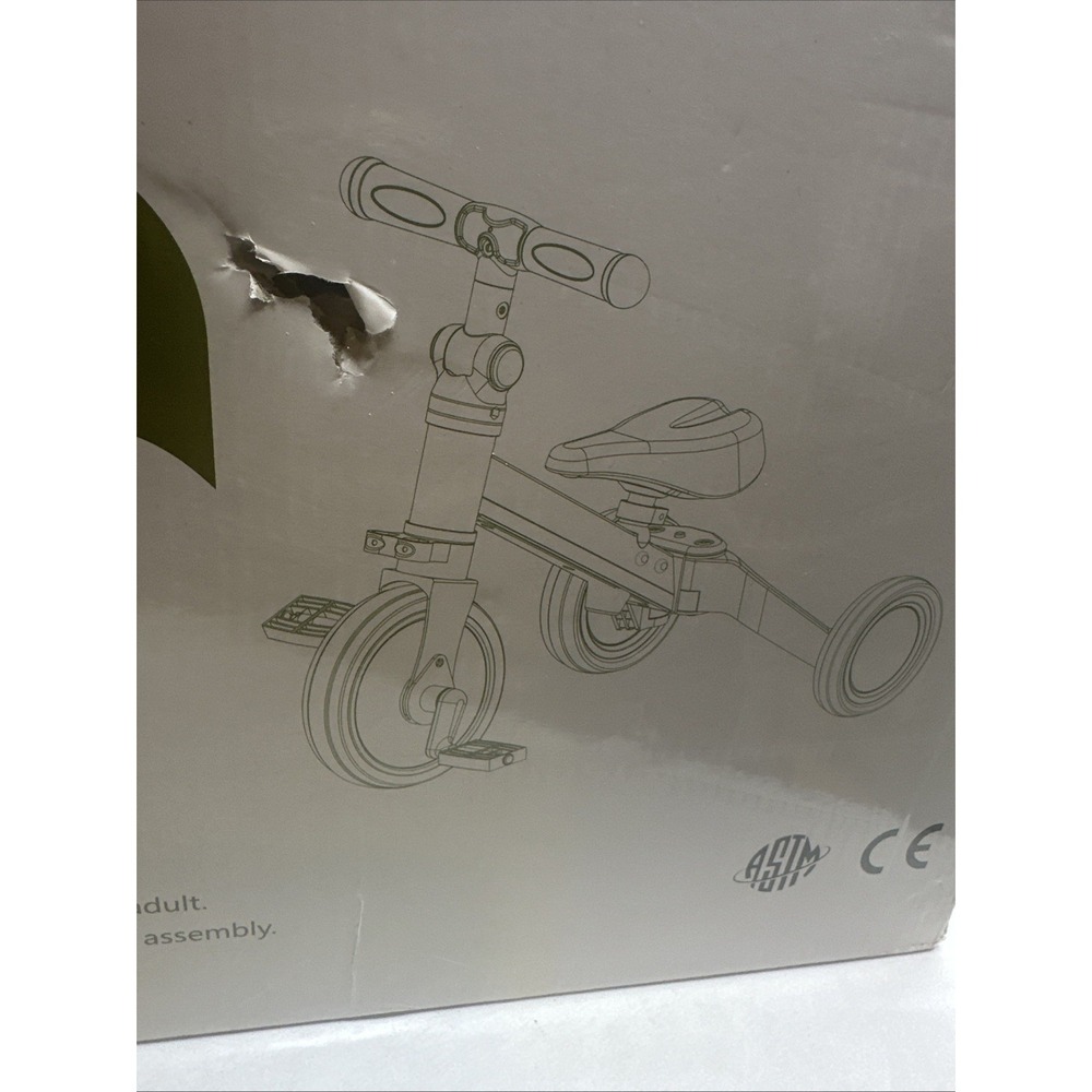 CHILDREN TRIKE Lime Green New In Box. Not Assembled. Box Has Some Damage Photos - Picture 8 of 8